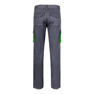 VL FIDES. Two-tone, multi-pocket stretch trousers (240g/m²), in cotton (46%), EME (38%) and polyester (16%)
